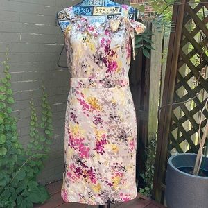 Loft, floral print, satin, lined dress